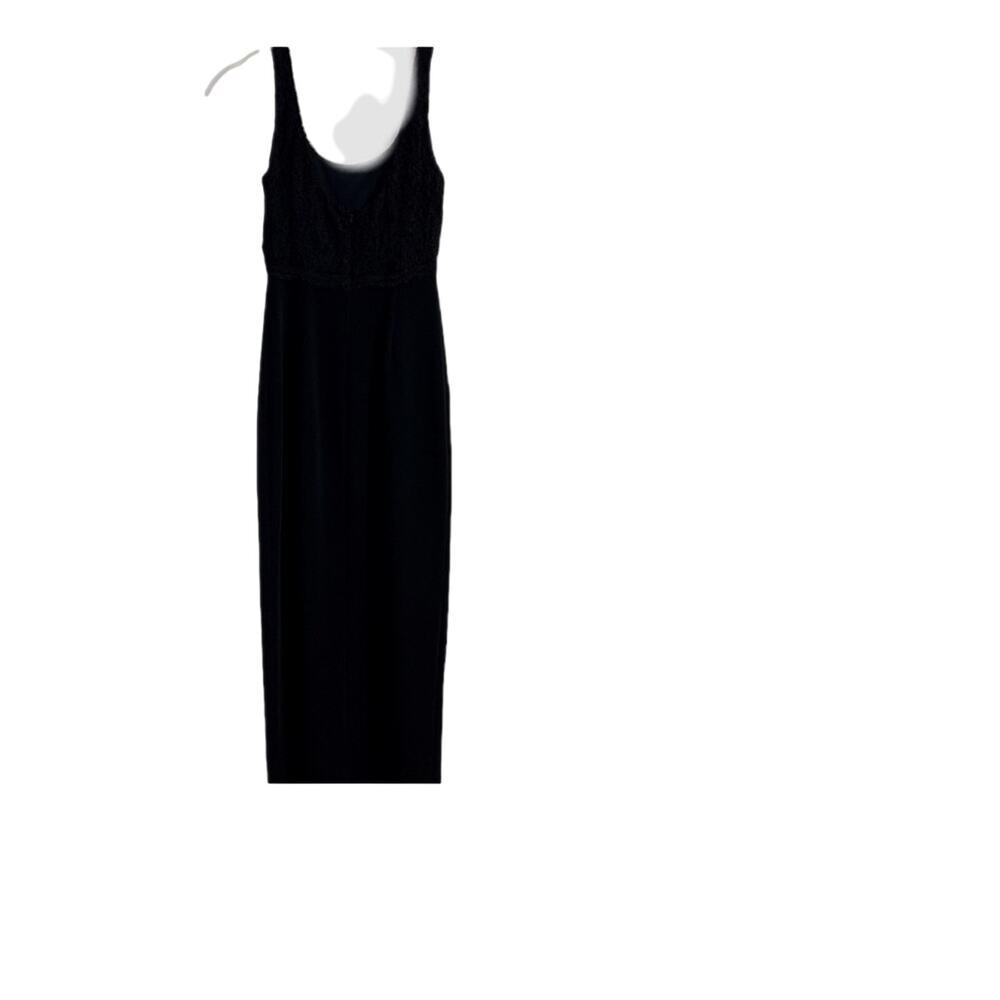 JS Collections Evening Dress Size 8 Black Sleeveless Lace Bodice Front Slit